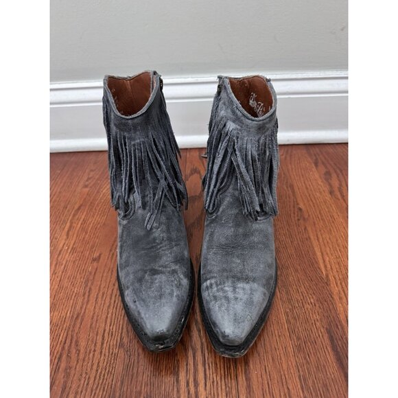 DAN POST Women 7.5 FRINGE Leather Suede Western Boots Blue - Picture 3 of 10